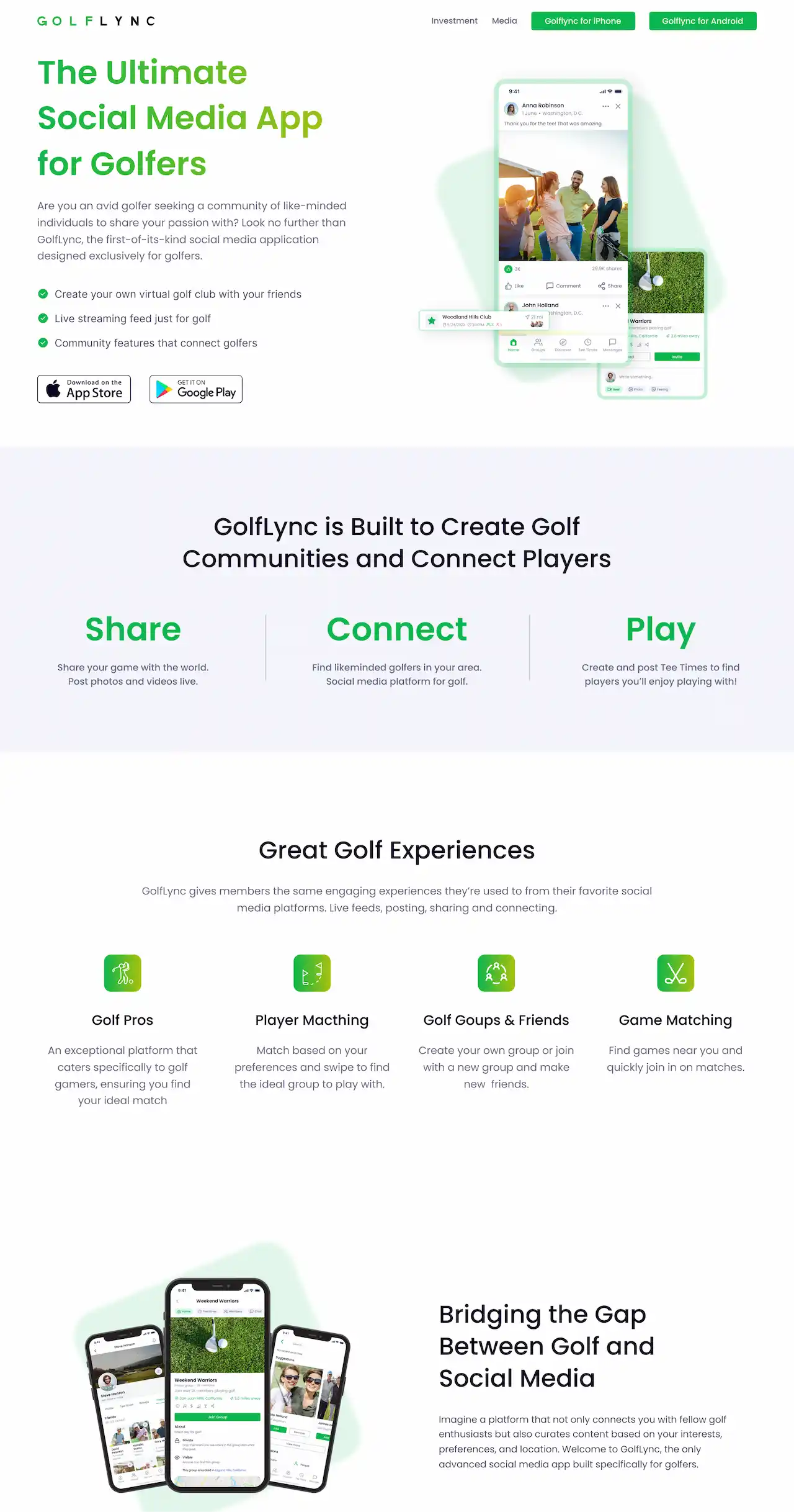 Website made for american golfers community