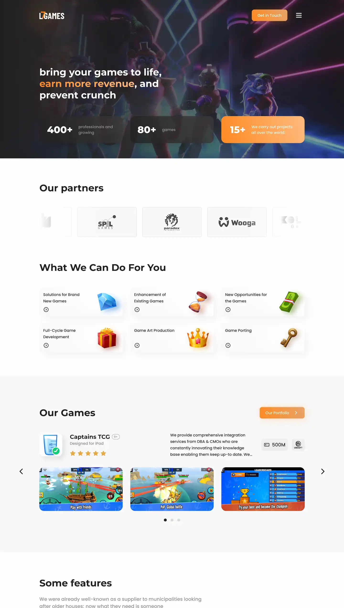 Website made for game development studio